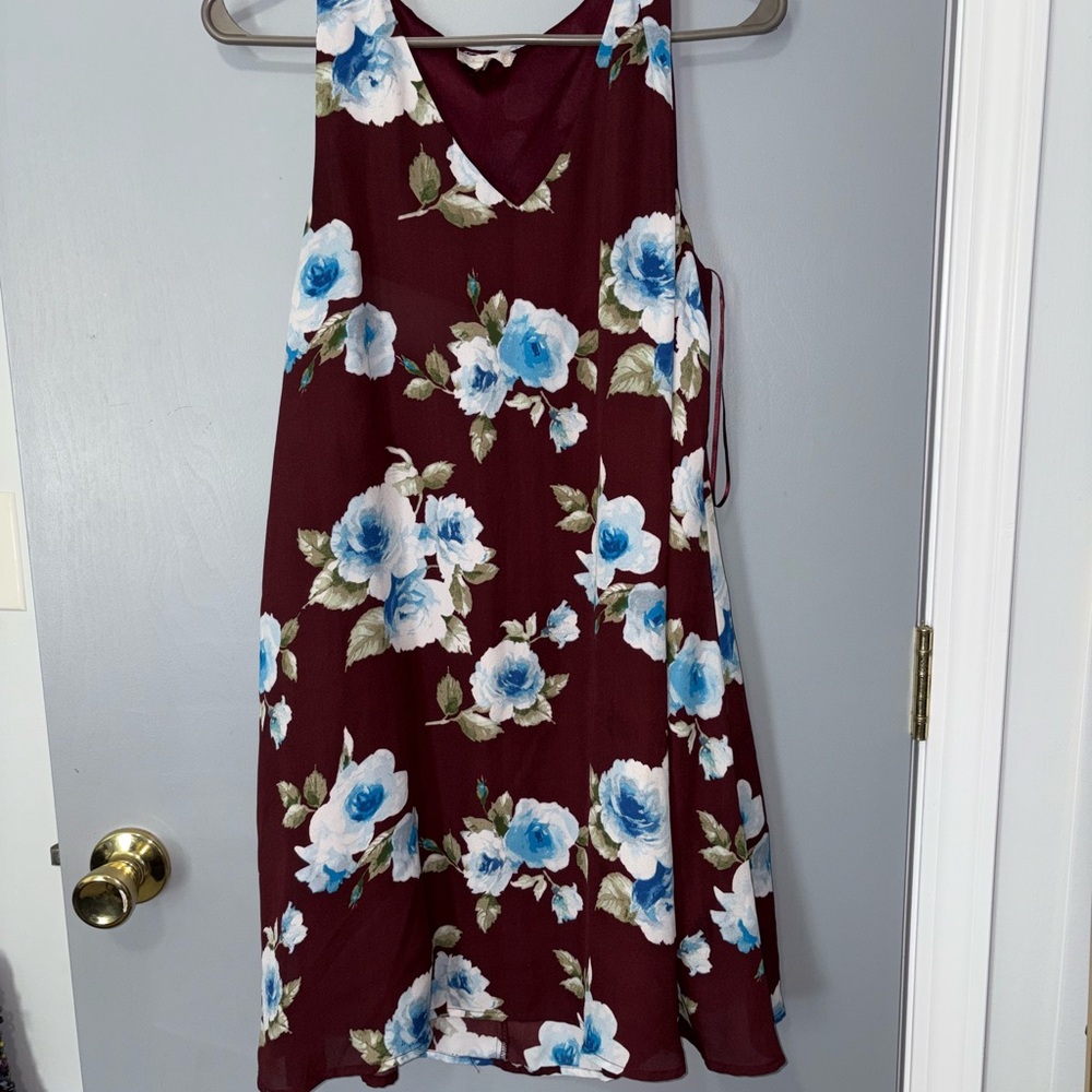 Altar'd State Burgundy and Blue Floral Mini Dress